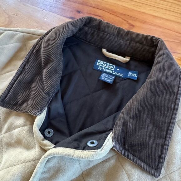 Vintage Polo Ralph Lauren Jacket XXL Tan Hunting Snap Chore Barn Field Quilted - Picture 7 of 10